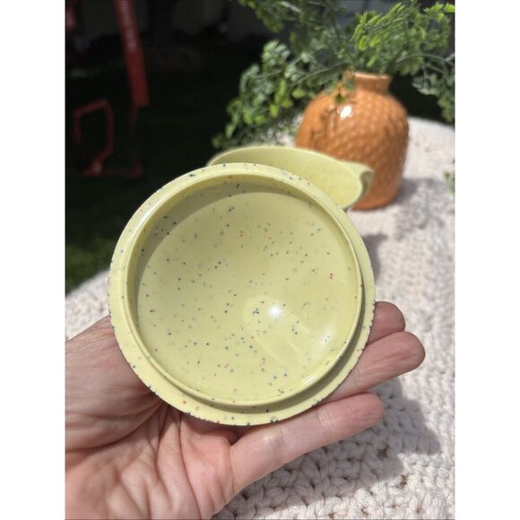 Vtg Imperial Ware Melmac Creamer Sugar w Lid Melamine 40s - 60s Yellow Confetti - Picture 6 of 9